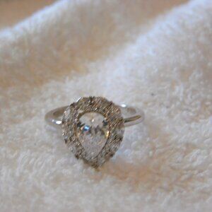 Diamonique 4ctw Pear Halo Ring Size 9